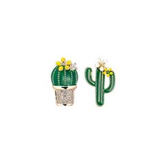 Materail: Zinc Alloy, Cubic ZirconiaSize: 1.6cm by 1cmWeight: 2g per pairDesign: Asymmetrical Crystal Cactus Flower Stud EarringsColor: Green, Yellow, White, Yellow Gold Cuff Piercing, Ear Wrap Cuff, Dainty Fashion, Travel Inspired Jewelry, Amazon Link, Cactus Flowers, Flower Stud Earrings, Silver Pin, Flower Stud