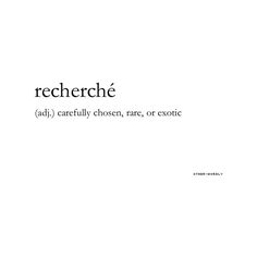 the words recherche are written in black and white