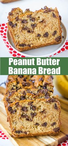 two slices of banana bread sitting on top of a cutting board