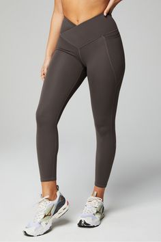 Oasis PureLuxe HW Crossover 7/8 Legging Fabletics Taupe Slate female Activewear >> Womens >> Bottoms >> Leggings >> 7/8s PureLuxe regular Yoga and Studio 4-Way Stretch/External Pocket/Moisture-Wicking/UPF Protection Female Activewear, Sport Woman Fitness, Summer Leggings, Sport Women, Women Leggings, Leggings Outfit, Seamless Leggings, Sports Leggings, Leggings Fashion