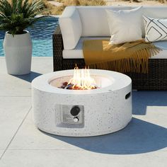 PRICES MAY VARY. 🔥【 Fireplace-in-the-round】: It's like having a fireplace wherever you want it! The low profile of this elegant fire table just beckons you to gather round it and tell stories. Clean burning propane flame provides soothing warmth with electronic ignition, safety valve for easy start, gentle lighting and a centerpiece for many outdoor evenings worth remembering. 🔥【 Mesmerizing Flames】: The modern Terrazzo finish is something you'd expect to see in a chic SOHO loft space or art o Round Propane Fire Pit, Fire Pit Coffee Table, Outdoor Propane Fire Pit, Fire Pit Table Set, Outdoor Evening, Outdoor Fire Pit Table, Propane Fire Pit Table, Round Fire Pit, Concrete Fire Pits