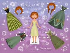 paper dolls with different dresses and hair