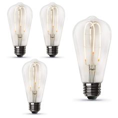 three light bulbs are shown in four different positions, one is turned on and the other has