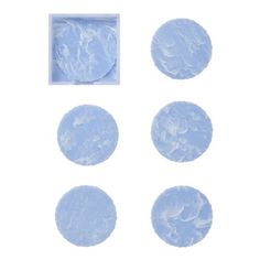 four blue circles in a white box on a white background, with the top one painted light blue