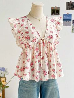 Women Blouses | Fashion Women Blouses | SHEIN USA Floral Top Outfit Summer, Sewing Pattern Women Dress, Short Kurti Designs, Cotton Tops Designs, Trendy Outfits Indian, Simple Frocks, Women Blouses Fashion, Modest Dresses Casual