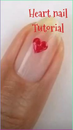 Painting Hearts On Nails, Dotting Nail Art Ideas, Nail Heart Art, Easy Nail Art Heart, How To Heart Nail Art, How To Do Heart Nails, Nails Heart Tutorial, Nail Heart Tutorial, Heart On Nails Tutorial