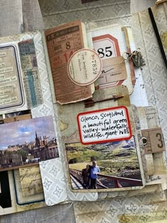 an altered book with many pictures on it