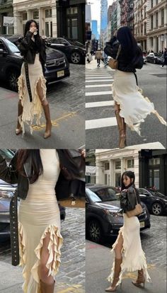 Tall Boots Wedding Guest, Fancy Dinner Outfit Fall, Fairy Fashion Aesthetic, Ruffle Dress Outfit, Looks Street Style, Glam Dresses, Tube Dress, Mode Inspiration, Lookbook Outfits