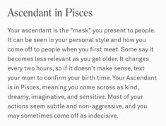 a poem written in white with the words, ascendant in pisces