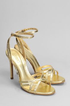 Sandals in gold leather, cross straps, ankle strap, 110 mm heel, leather sole, 100% leather, Made in Brazil Gold Sandals Heels, Gold High Heel Sandals, Heels Gold, Flat Shoe, Ankle Heels, Gold Models, Gold Sandals, Swag Shoes, Gold Heels