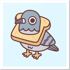 a blue bird with a piece of bread in its beak