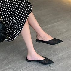 These Pointed Toe Mesh Dreaming Flats are sure to elevate your outfit of the day. Featuring a black fishnet material with a pointed toe design with a slip-on style, we're obsessed. Simply add to your everyday fit for an effortlessly chic combo. Spring Mesh Heels With Pointed Toe, Spring Mesh Pointed Toe Heels, Summer Mesh Heels With Pointed Toe, Black Pointed Toe Flats For Fall, Casual Pointed Toe Flats For Summer Evenings, Summer Evening Casual Pointed Toe Flats, Casual Summer Evening Pointed Toe Flats, Black Pointed Toe Flats With Flat Heel For Summer, Chic Black Slip-on Pointed Toe Flats