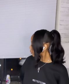 Slick Press, Curly Hair Ponytail, Black Ponytail, Birthday Hairstyles, Quick Natural Hair Styles