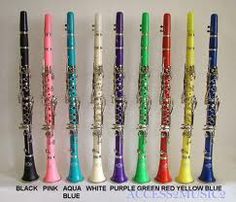 an assortment of musical instruments in different colors