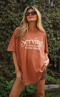 For the ladies in the kitchen serving up not just dinner. This sweet potato colored Comfort Colors tee is cute, comfy and on theme for Thanksgiving. WE ONLY OFFER STORE CREDIT FOR RETURNS! Feel free to email us at orders@shopriffraff.com or DM us with any questions regarding fit, styling, or our return policy in general. Thanksgiving Shirt Ideas, Thanksgiving T Shirts, Aesthetic Mom, Thanksgiving Top, Trending Graphic Tees, Western Tee, Shirt Company, Graphic Ideas, Thanksgiving Shirt