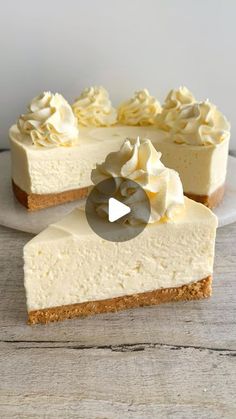 a piece of cheesecake with whipped cream on top