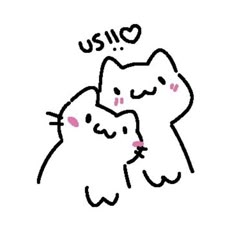 two cats hugging each other with the words usiuo above them on white paper