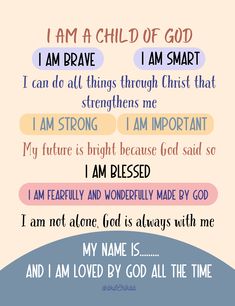 a poster with the words i am a child of god