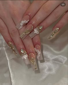 Sweet 16 Nails, Champagne Nails, Gold Acrylic Nails, Milky Nails, Girly Acrylic Nails, Unique Acrylic Nails