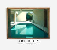 an empty swimming pool with the words artporium on it's front cover