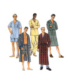 Nightshirt Pattern uncut 90s Mens Pajamas MultiSize 46-56 Plus Size Bathrobe Loungewear McCalls 6231 90s Pajamas, Nightshirt Pattern, Mens Pjs, Vintage Pajamas, Short Pajamas, Tin Roof, Men Wear, Unique Fits, 90s Mens