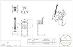 a drawing of an electric guitar and its parts