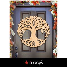 a door with a tree cutout on it