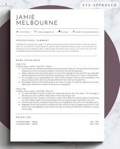 a professional resume template for word and pages, with the cover letter on top of it