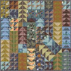 a patchwork quilt with many different colors