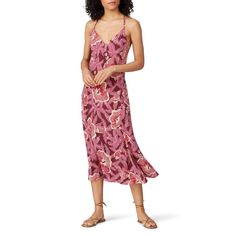 Red printed silk (100% Silk). Hourglass. Sleeveless. V-neckline. 41.5" from shoulder to hemline. Imported. Business Casual Summer, Shower Outfits, Business Casual Work, Rehearsal Dress, Rent The Runway, Weekend Style, Flowy Skirt, Printed Silk, Party Looks