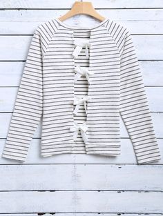 Bowknot Cut Out T-Shirt WHITE: Tees | ZAFUL Raglan Sleeve Top, 60s Fashion, Playing Dress Up, Striped Shirt