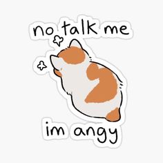 an orange and white cat with the words no talk me im angy on it