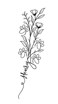 the word faith is written in black ink on a white background with flowers and leaves