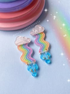 Wavy Rainbow Earrings Acrylic Earrings Rainbow Earrings - Etsy Fun Earrings Unique, Masc Cottagecore, Wavy Rainbow, Cloud Earrings, Unicorn Earrings, Earrings Acrylic