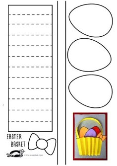 an easter basket cut out from paper and glue to make it look like a bookmark