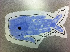 a drawing of a blue fish with the words my submarine on it