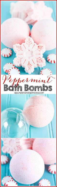 DIY Peppermint Bath Bombs - how to make bath bombs in an ornament ball or snowflake shape. These are great for Christmas!: Navidad Diy, Diy Bath Products, Homemade Christmas, Bath Bomb