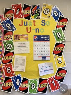 a bulletin board with the words just so u - no written in different colors and numbers