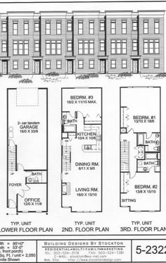 three story townhouse plans with 3 bedroom and 2 bath