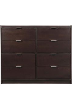 a large brown dresser with six drawers