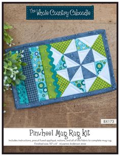 an image of a quilted table runner on the cover of a book, titled patchwork garden colors