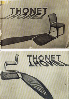 two different types of chairs with the words thonet on one side and an image of a chair in the other