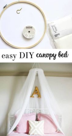 Room Canopy Ideas, Diy Canopy Bed, Diy Bed Canopy, Room Canopy, Girls Bed Canopy, Canopy Ideas, Canopy Bed Diy, Diy Girls Bedroom, Ikea Crafts