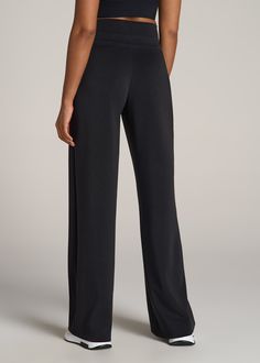 About Our Wide Leg Ultra High Rise Pant Comfort and style combine on these effortlessly chic pants for tall women. Designed with an ultra-high rise that's extra flattering, they have a modern wide leg with front seam details to highlight your long legs. We've made these tall women's pants specifically for your height, with a full length leg and inseam that's actually long enough. The tri-blend fabric is naturally wrinkle-resistant, and ready for a day of running errands or lounging at home. Two Chic High-waisted Solid Sweatpants, Chic Wide Leg Relaxed Fit Sweatpants, Chic Relaxed Fit Wide Leg Sweatpants, Elegant Wide Leg Sweatpants, Elegant Straight Sweatpants With Elastic Waistband, Chic Elastane Sweatpants For Loungewear, Elegant Wide-leg Sweatpants For Loungewear, Modern High-waist Elastane Bottoms, Modern Solid Color Relaxed Fit Bottoms