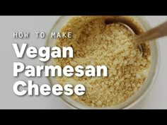 how to make cashew parmesan cheese in a glass jar with wooden spoon