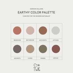 the earthy color palette is shown in different shades