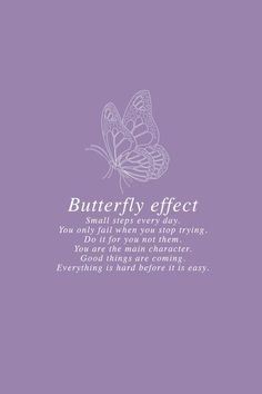 the butterfly effect quote on purple background