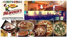 a collage of photos showing different types of pizzas