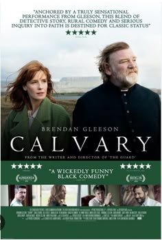 a movie poster for the film calvary with two people standing next to each other