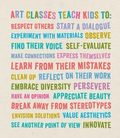 the words art classes teach kids to